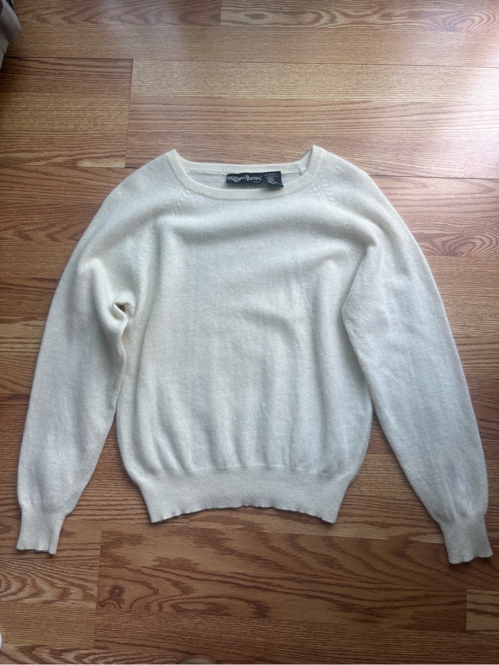 Light Cream Women's Angora Blend Boatneck Sweater